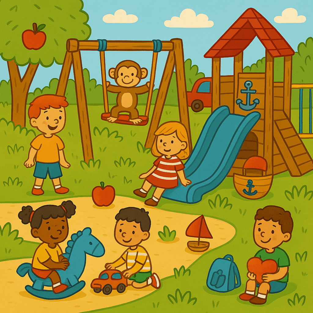 Wimmelbild mit Dingen, die mit A beginnen